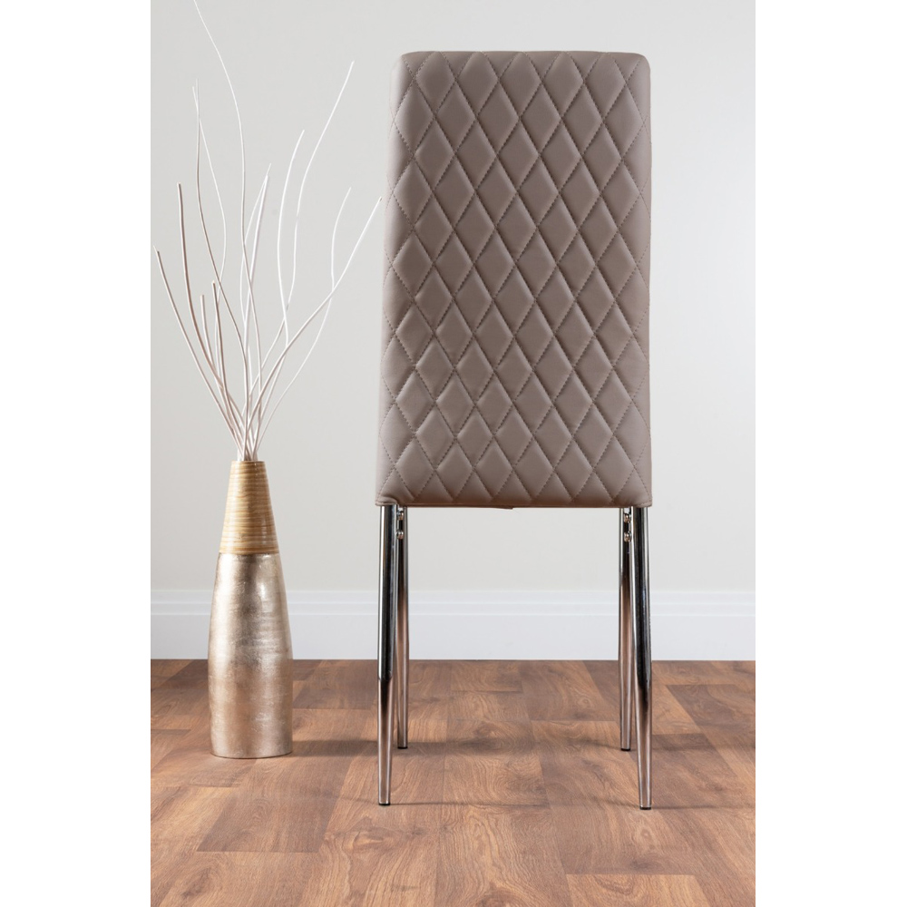 Furniturebox Valera Set of 6 Cappuccino and Chrome Faux Leather Dining Chair Image 5