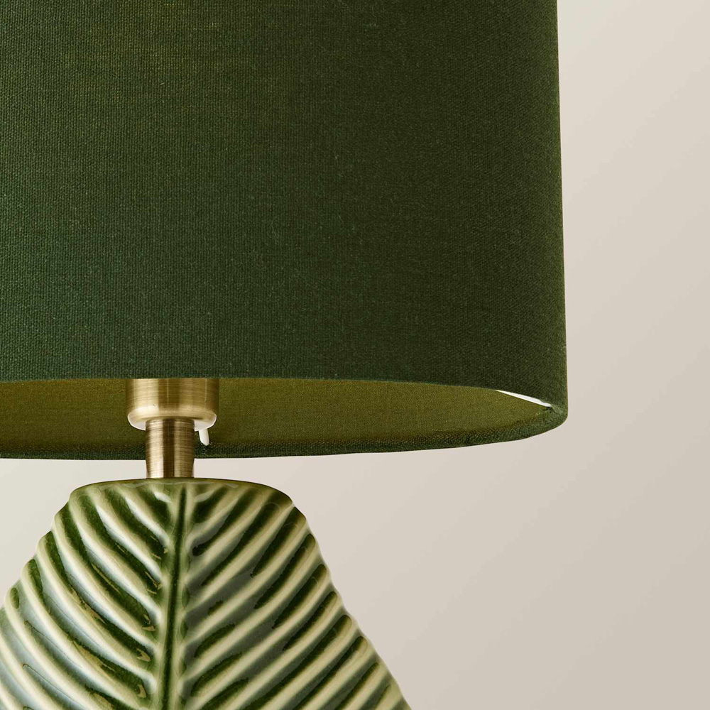 ValueLights Paloma Green Leaf Embossed Ceramic LED Table Lamp with Bulb Image 3