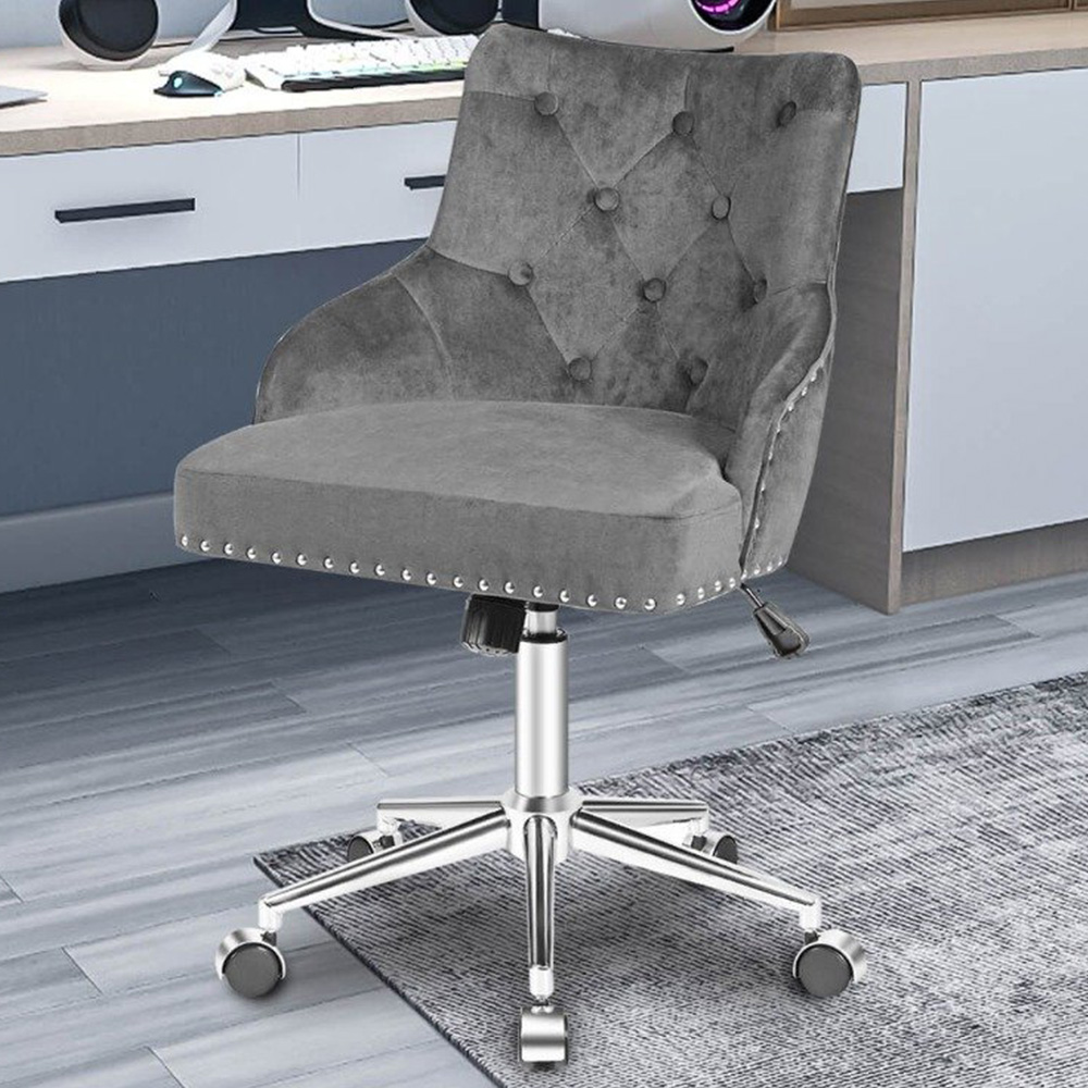 Costway Grey Adjustable Swivel Accent Armchair Image 1