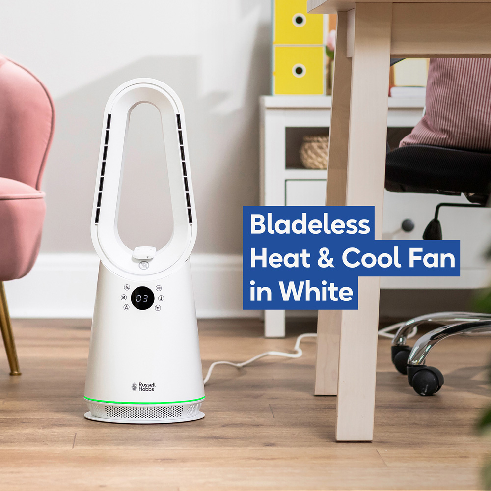 Russell Hobbs White Oscillating Bladeless Heat and Cool Fan with Remote Image 3