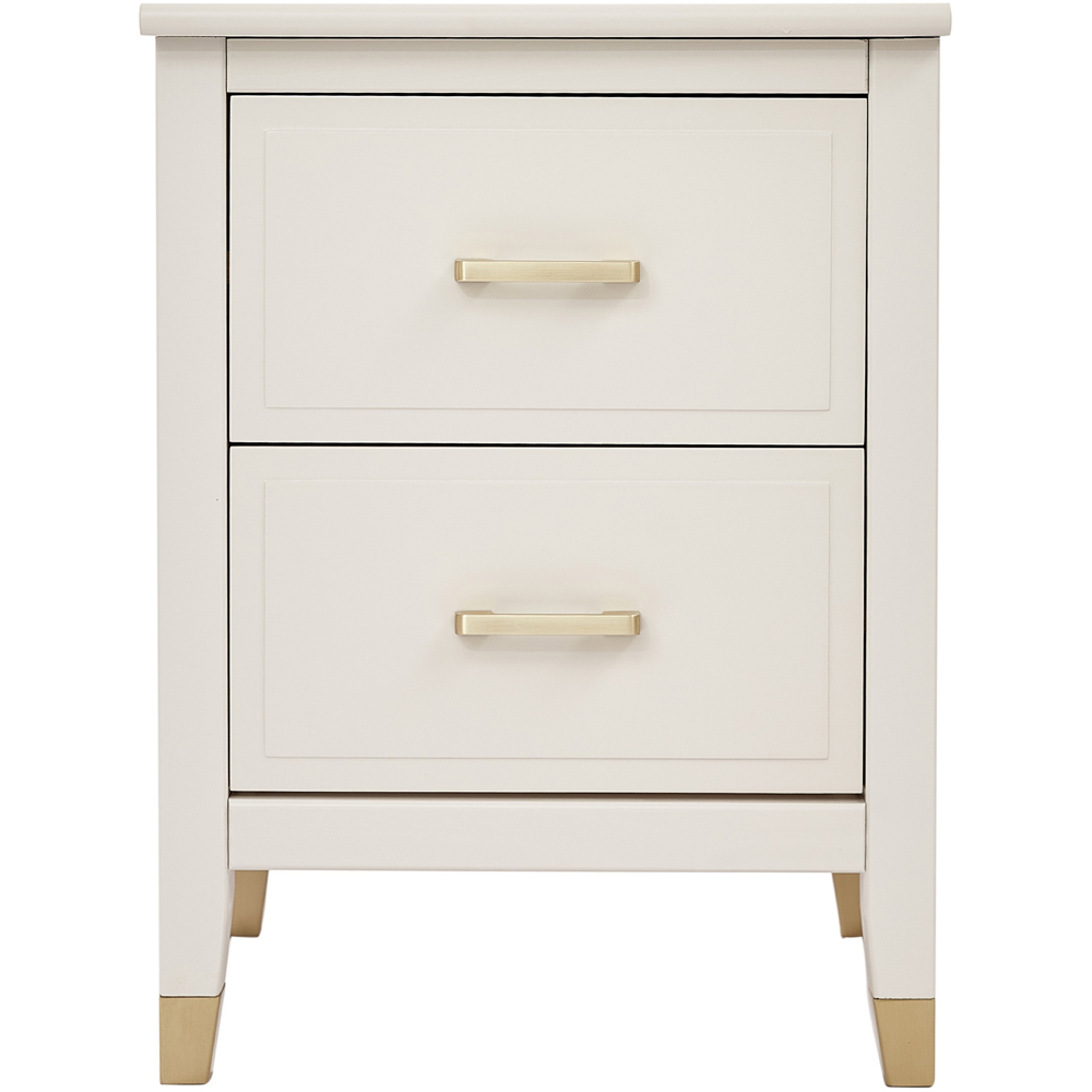 Palazzi 2 Drawers White Wide Bedside Table Image 3