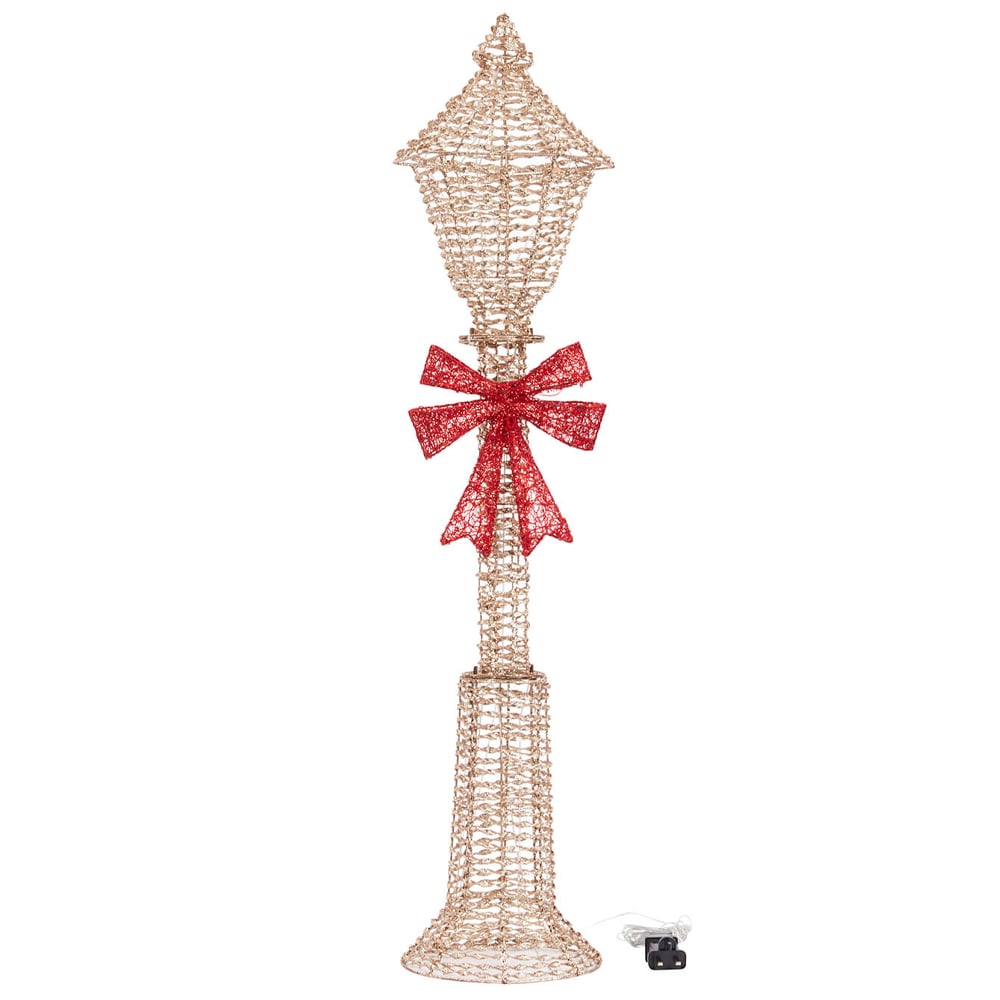 Marco Paul 120cm Gold Glitter LED Pre Lit Lamp Post Outdoor Christmas Decoration Image 2