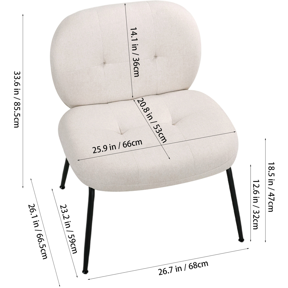 Living and Home Beige Soft Fabric Lounge Chair Image 9