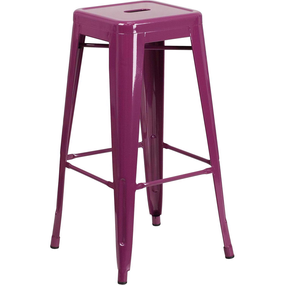 FWStyle Set of 4 30 inch Purple Galvanised Steel Ready Assembled Bar Stools Image 3