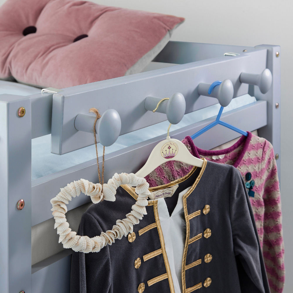 Noa and Nani Silk Grey Coat Hook Peg Rail for Mid Sleeper Cabin Bed Image 2
