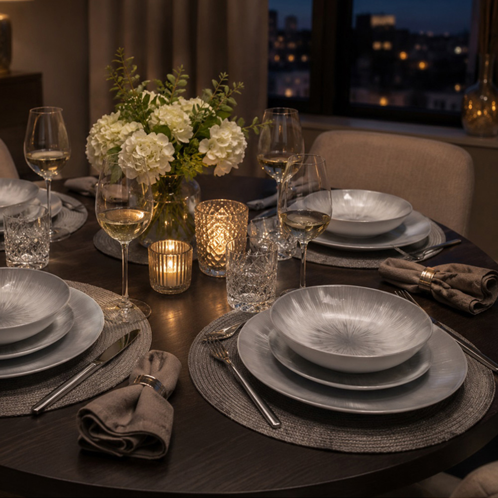 Waterside Grey Star 12 Piece Dinner Set Image 2