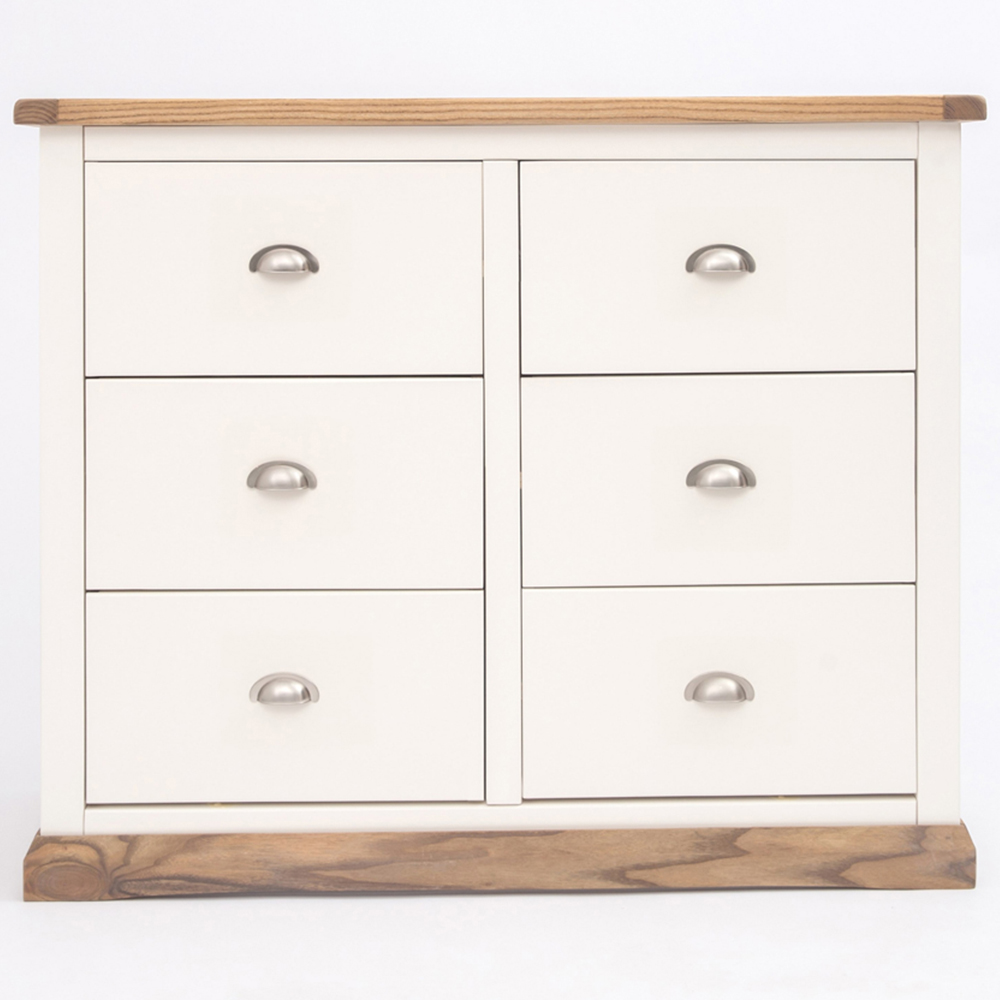 Cabinet Bits Tropea 6 Drawer White Chrome Cup Handle Chest of Drawers Image 2