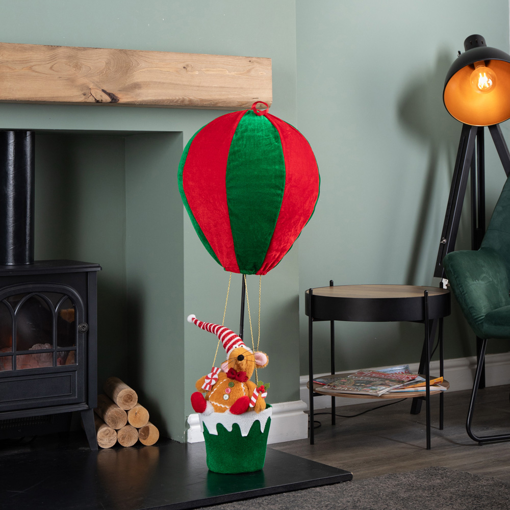 Samuel Alexander Red and Green Razza Rat Hot Air Balloon Hanging Christmas Decoration 100cm Image 7