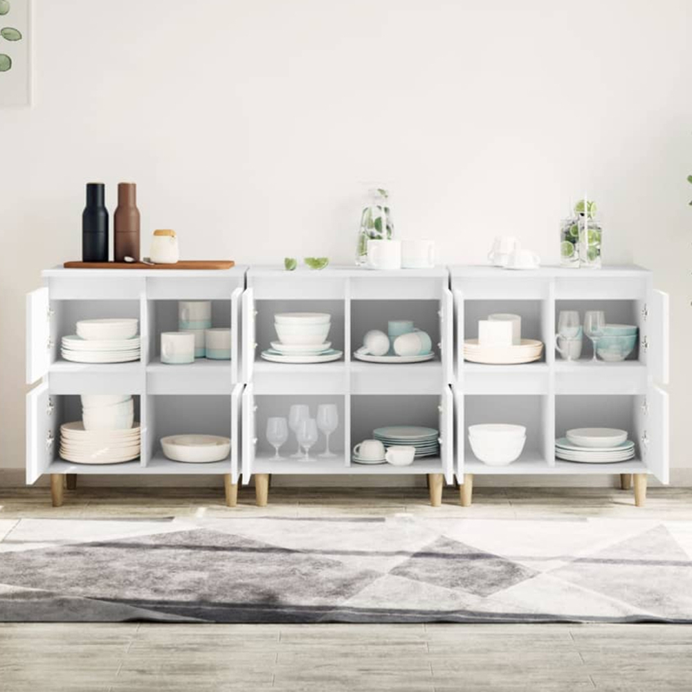 vidaXL 4 Door White Sideboard 3 Piece Image 1