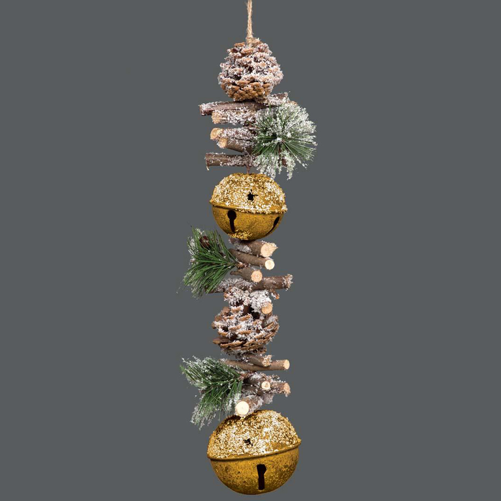 Shatchi Berries and Pinecones Jingle Bell Garland Image 2