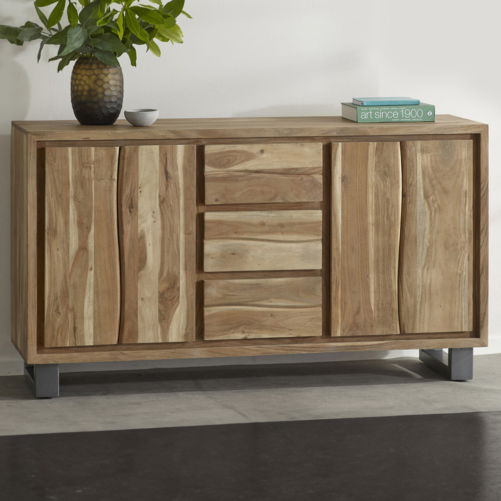 Brooklyn Barima 2 Door 3 Drawer Acacia Wood Sideboard Image 1