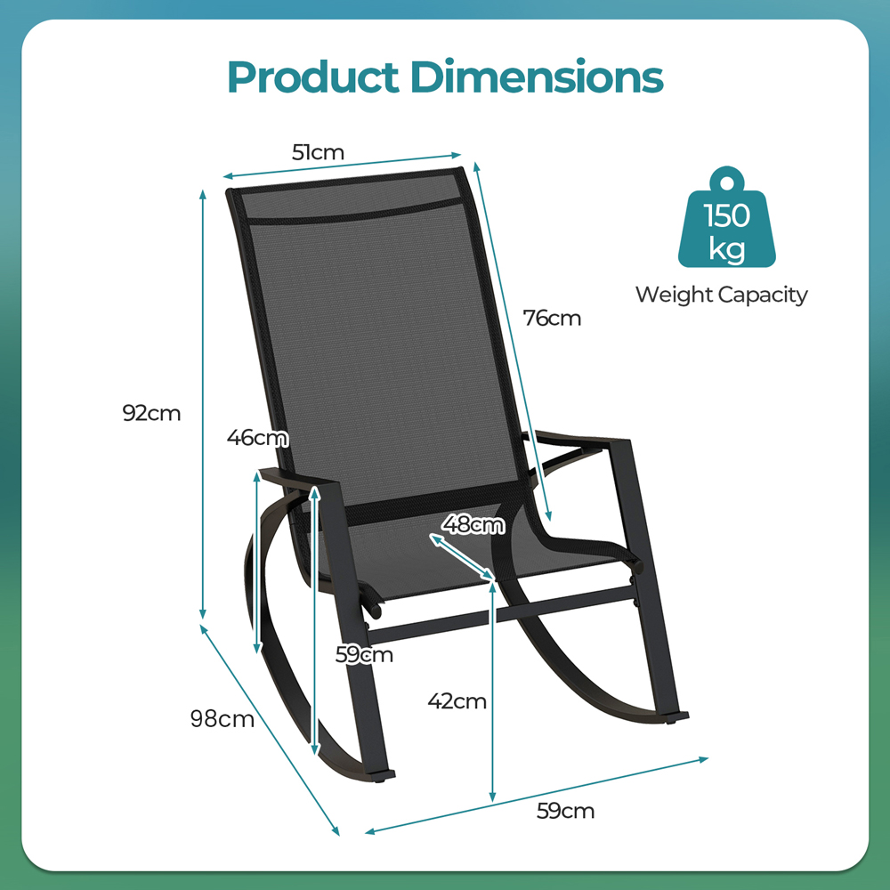 Costway Set of 2 Black Patio Rocking Chair Image 9