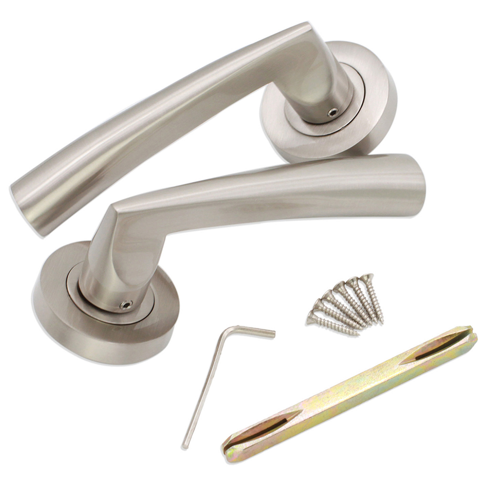 Spira Brass Lego Satin Nickel Lever Door Handle 2 Pack Image 4