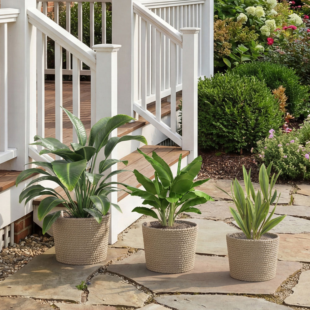 Outsunny Natural Bohemian Style Seagrass Plant Pot Set of 3 Image 5