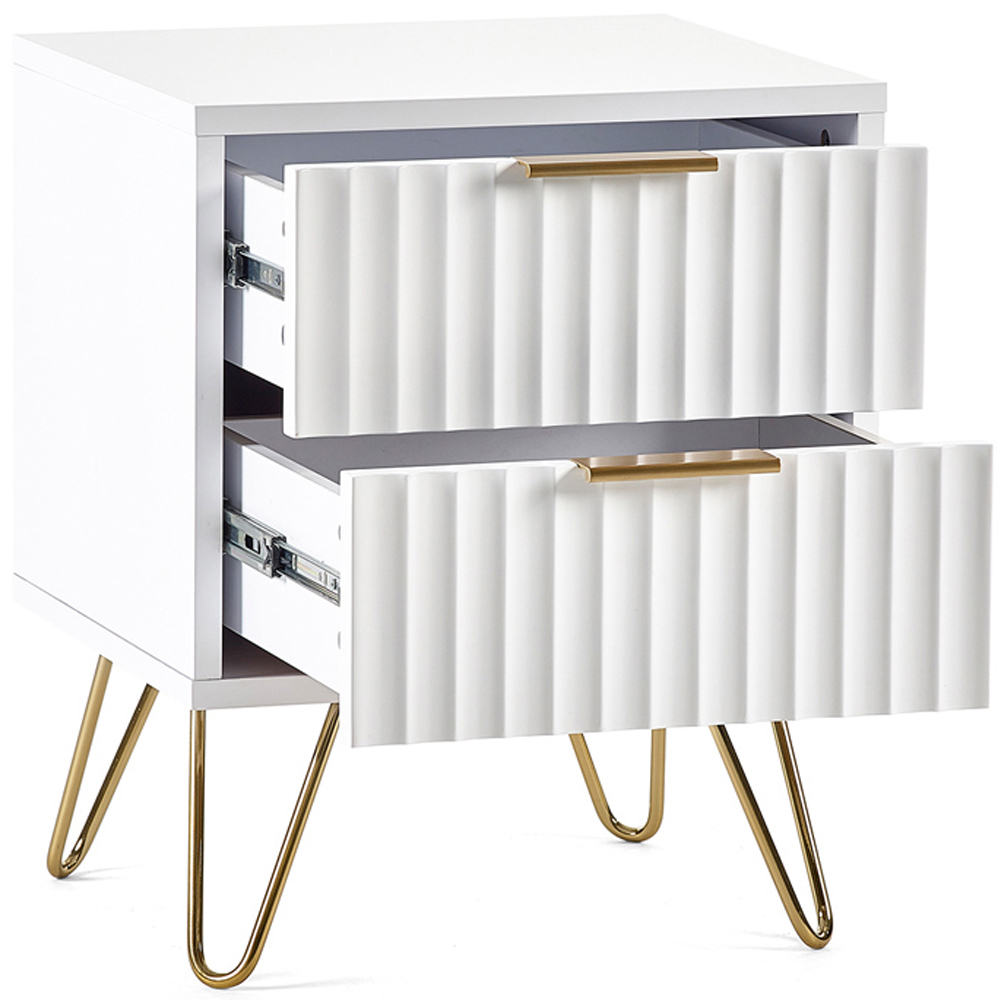 Julian Bowen Murano 2 Drawer Matt White Bedside Table Image 4