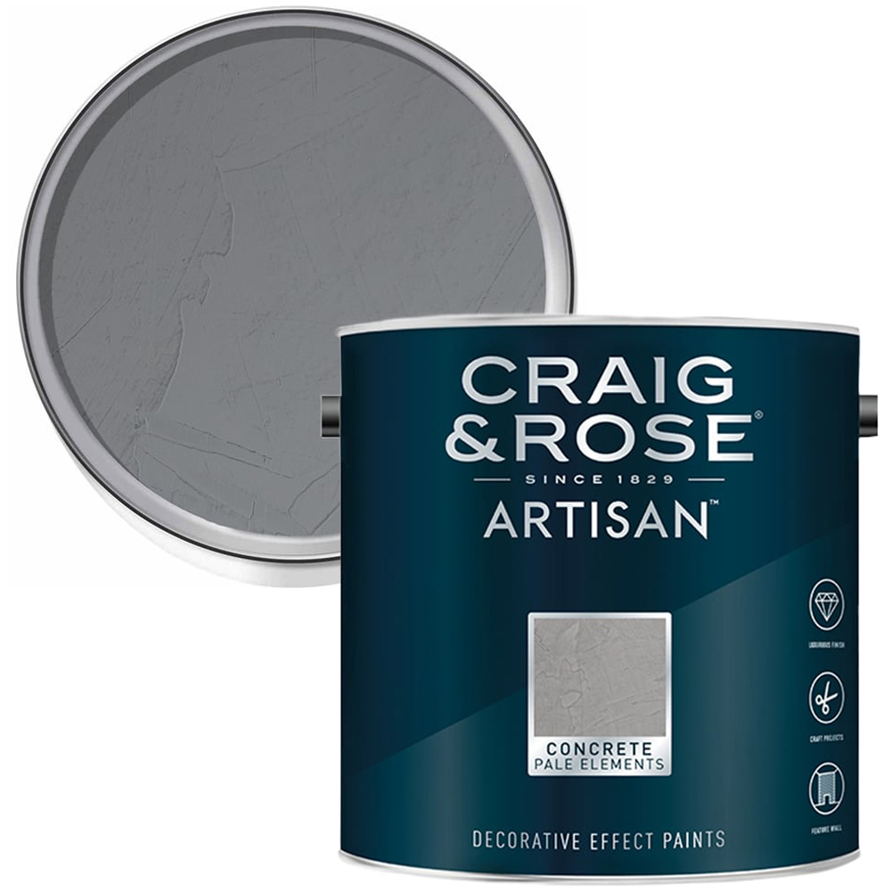 Craig & Rose Artisan Walls & Ceilings Concrete Pale Elements Matt Paint 2.5L Image 1