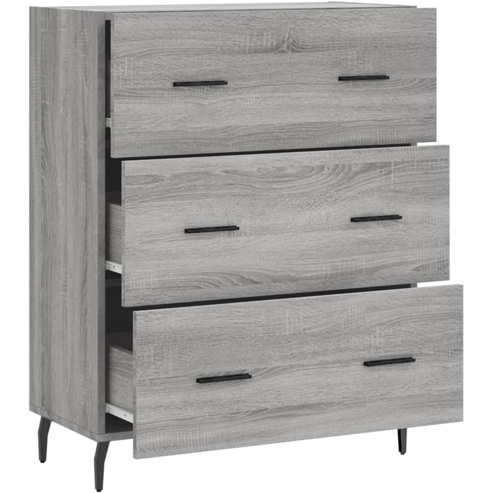 vidaXL 3 Drawer Grey Sonoma Sideboard Image 6