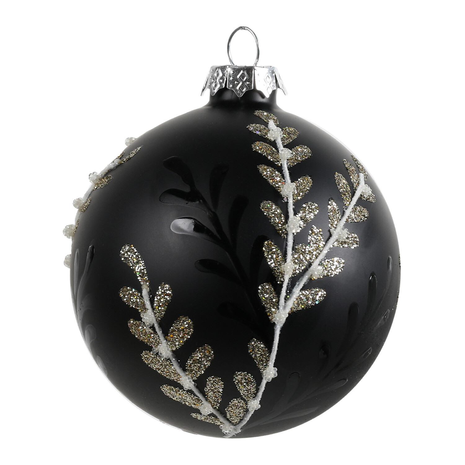 Single Chic Noir Black and Gold Glitter Design Bauble in Assorted styles Image 2