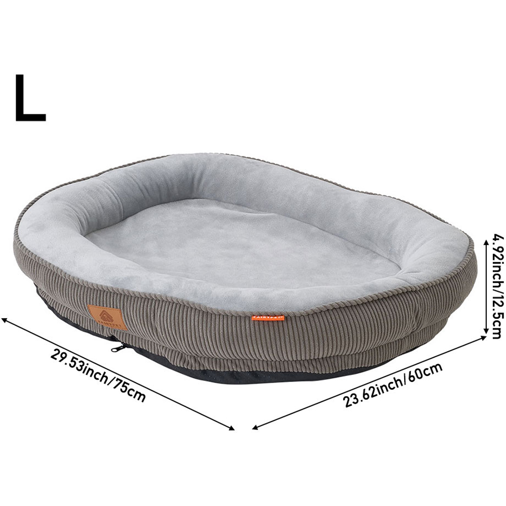 H&O Direct 75cm Grey Corduroy Dog Cuddle Bed Image 6