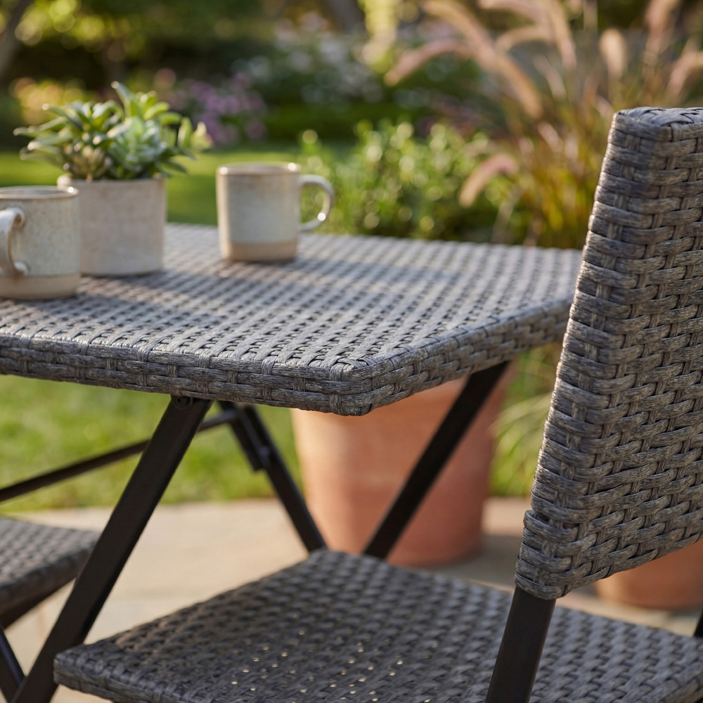 GARDEN VIDA Capri Rattan Effect 2 Seater Bistro Set Grey Image 5
