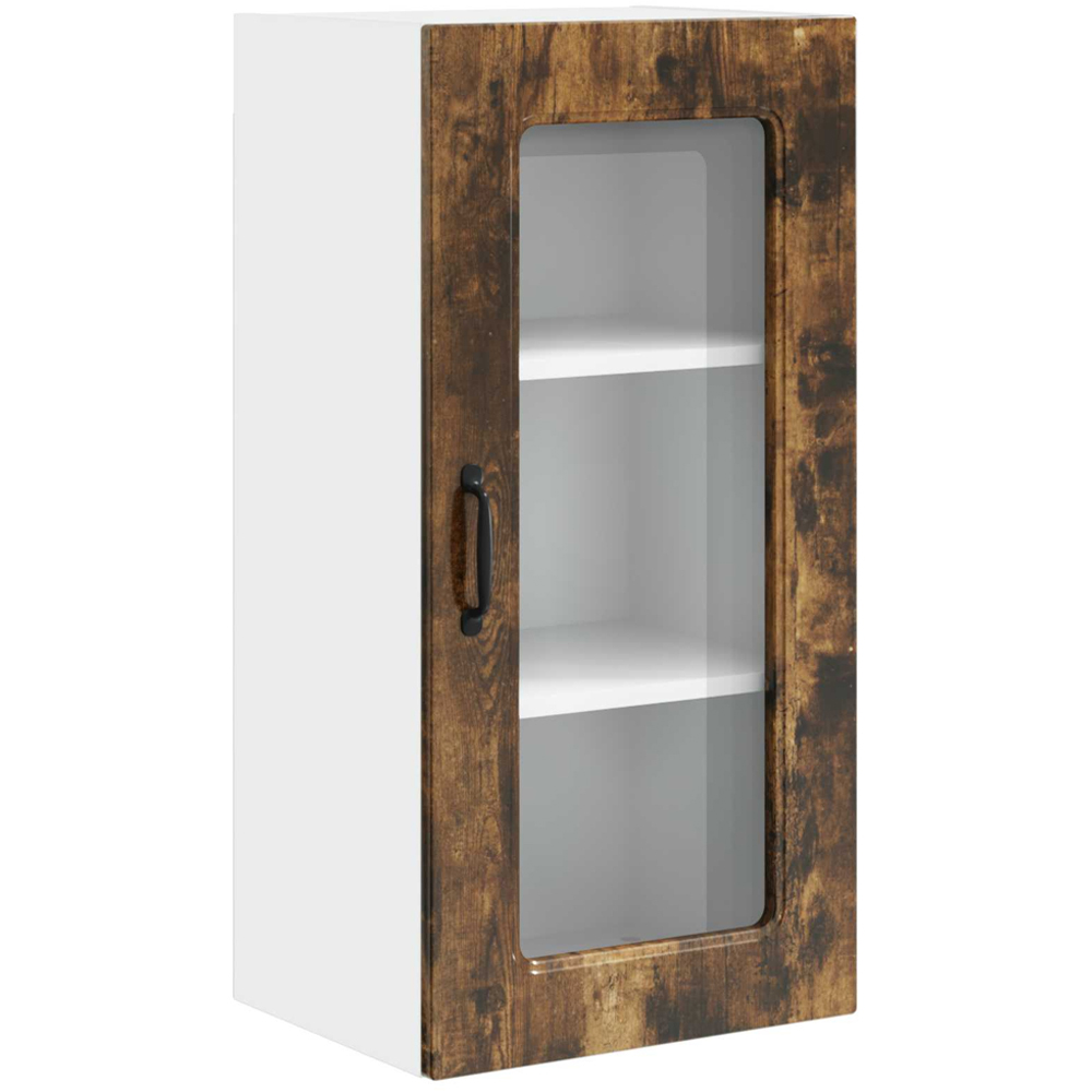 vidaXL Kalmar Single Door Smoked Oak Wall Kitchen Cabinet 2 Pack Image 2