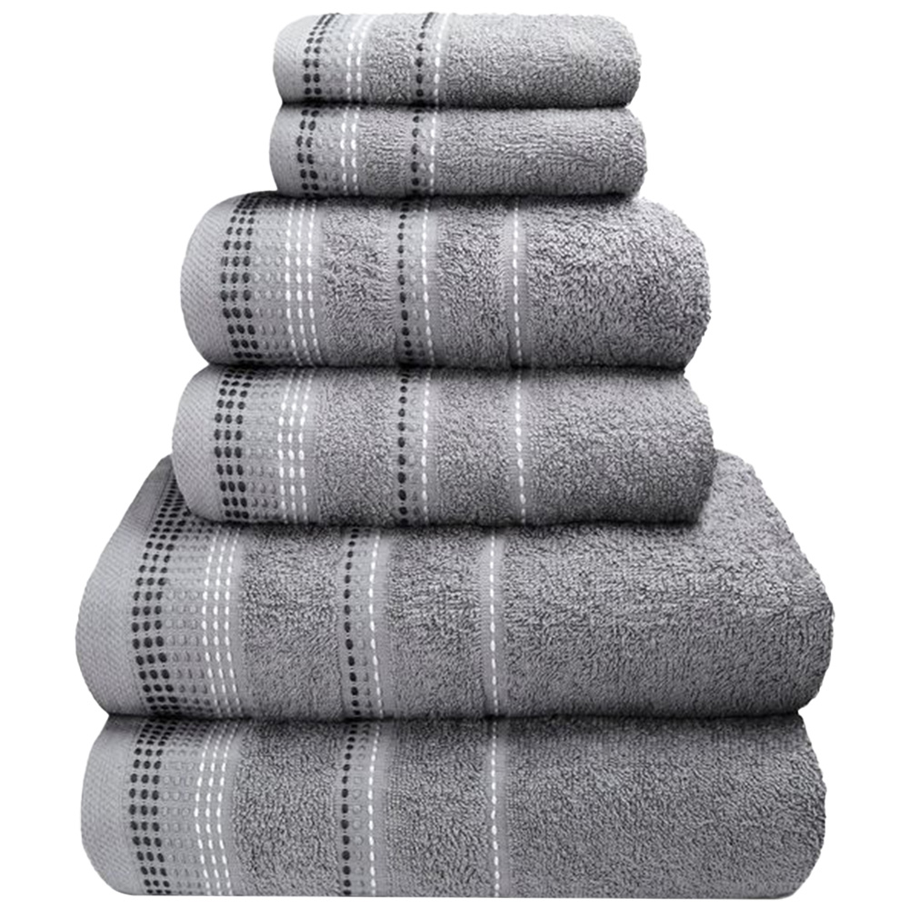 Rapport Home Berkley Embroidered Super Soft Pure Cotton Silver Hand Towel Image 1
