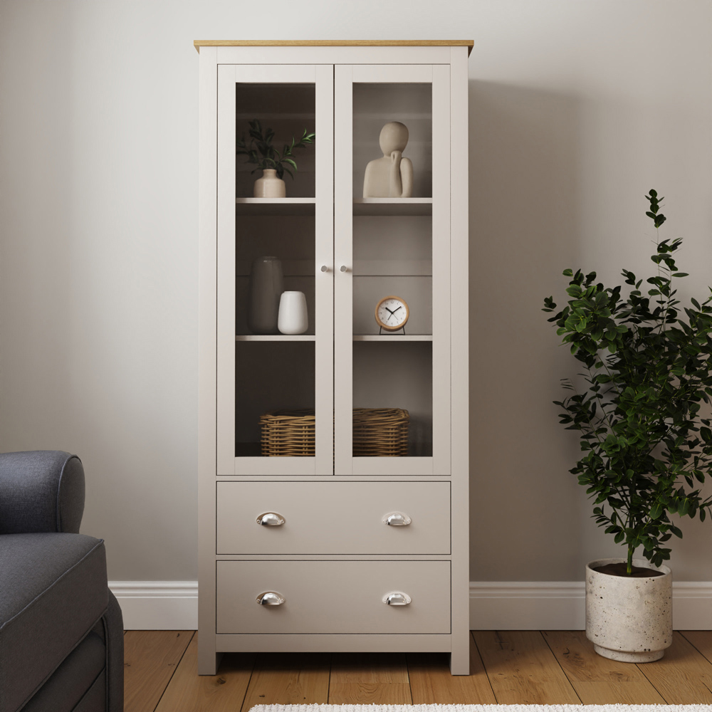 GFW Lancaster 2 Door 2 Drawer Grey Display Unit Image 3