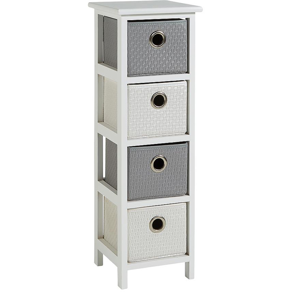Home Source Sandringham 4 Drawer White and Grey Storage Cabinet Image 2