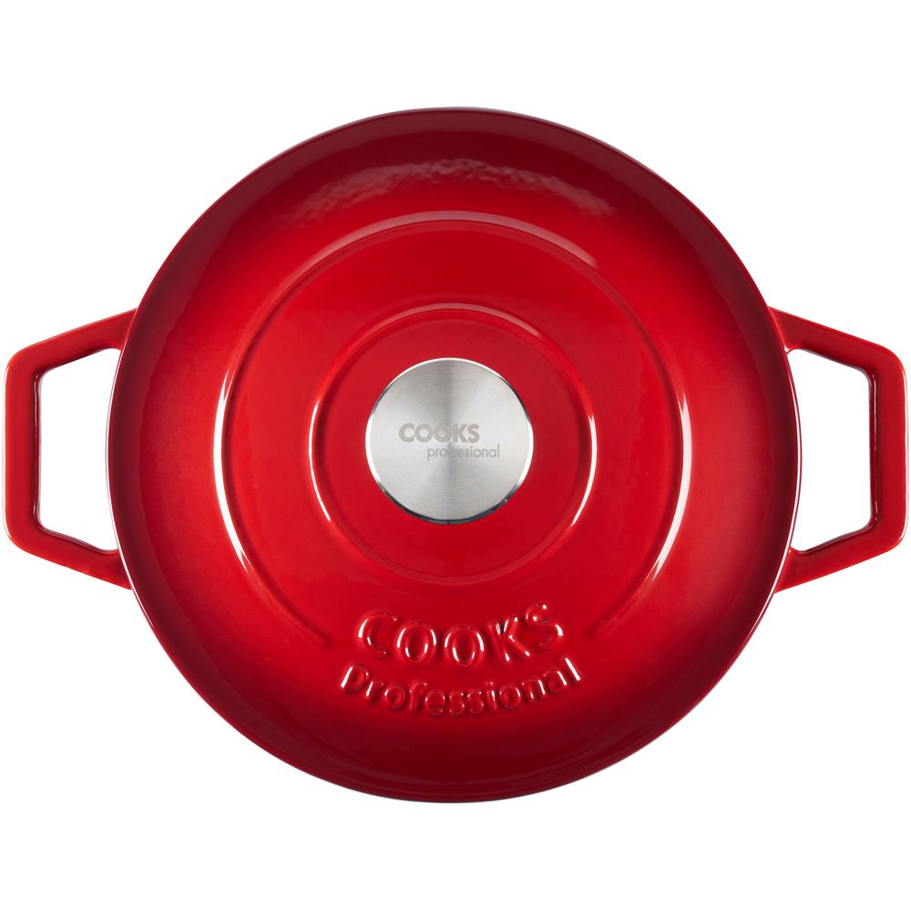 Cooks Professional 20cm Red Cast Iron Casserole Dish with Lid Image 5