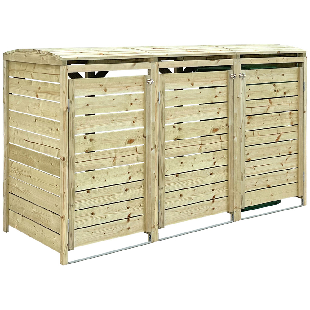 Charles Bentley Wood Triple Bin Storage Cupboard Image 1