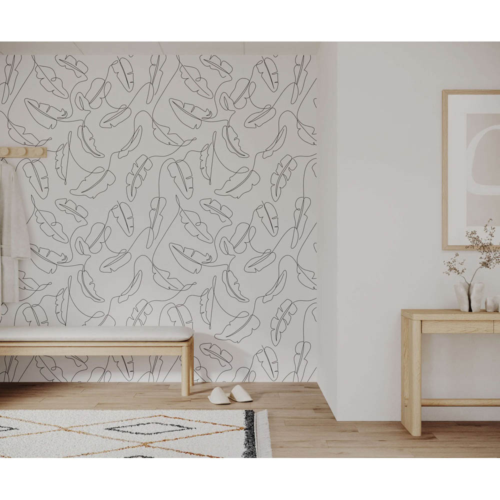 Bobbi Beck Eco Luxury Minimal Line Tropical White Wallpaper Image 2