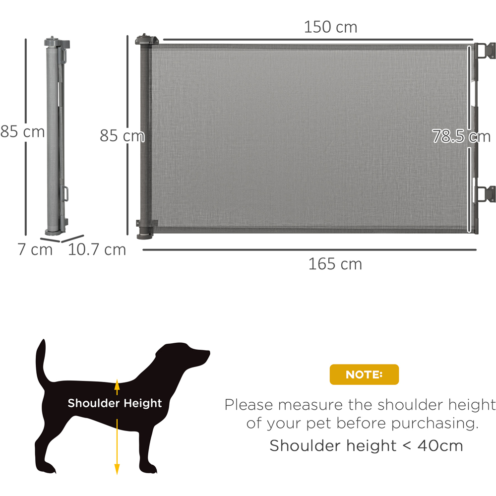PawHut Grey Mesh Retractable Stair Pet Safety Gate Image 7