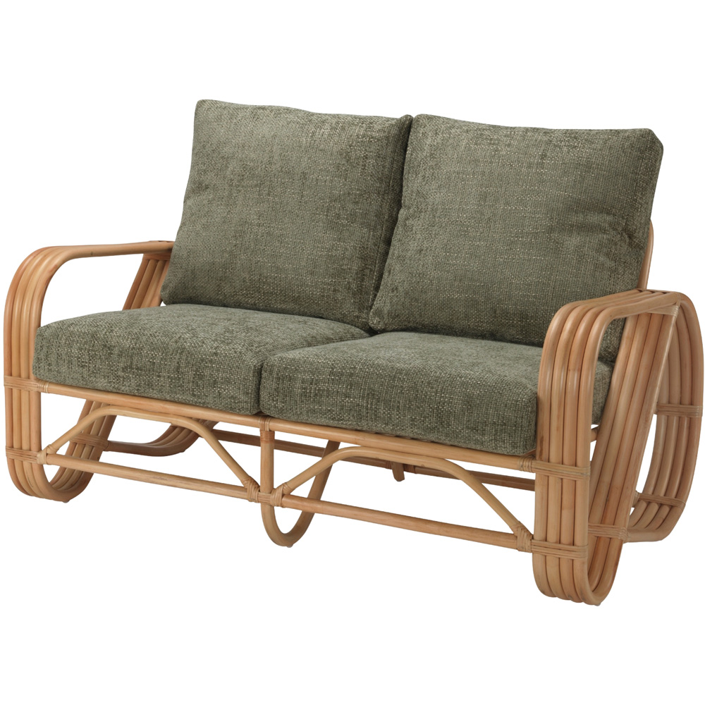 Desser Furniture Pretzel 2 Seater Natural Rattan Jubilee Sage Sofa Image 2