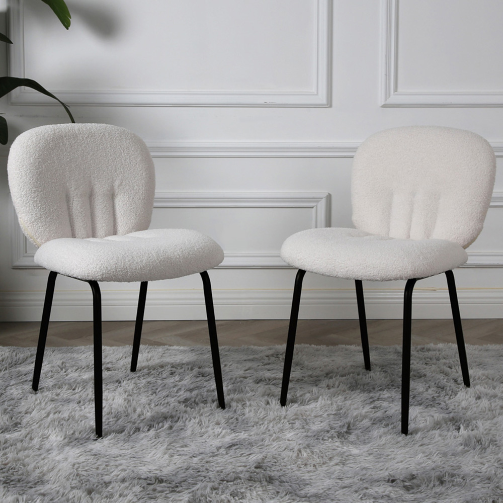 Muffin Set of 2 Cream Boucle Dining Chair Image 1