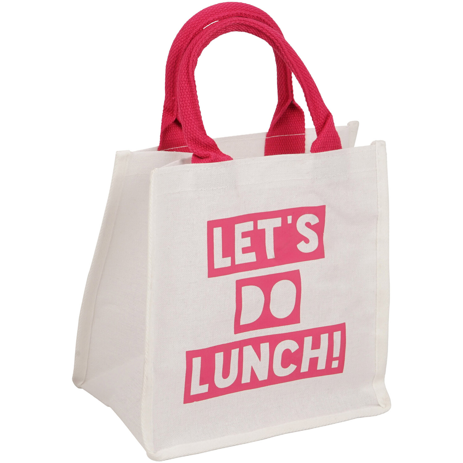 Let's Do Lunch Jute Lunch Bag - Pink Image 1
