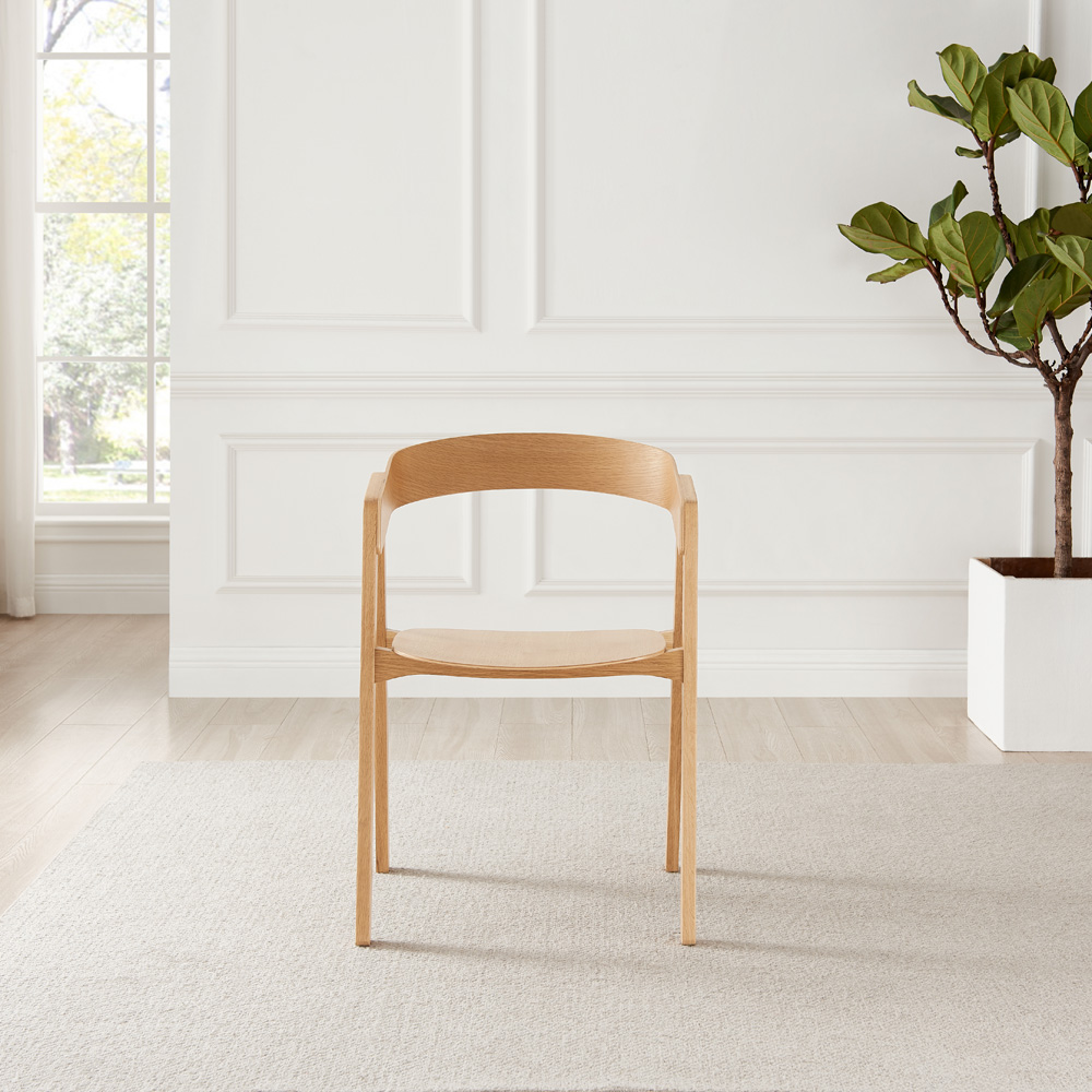 Furniturebox Luna Set of 2 Oak and Veneer Dining Chair Image 3