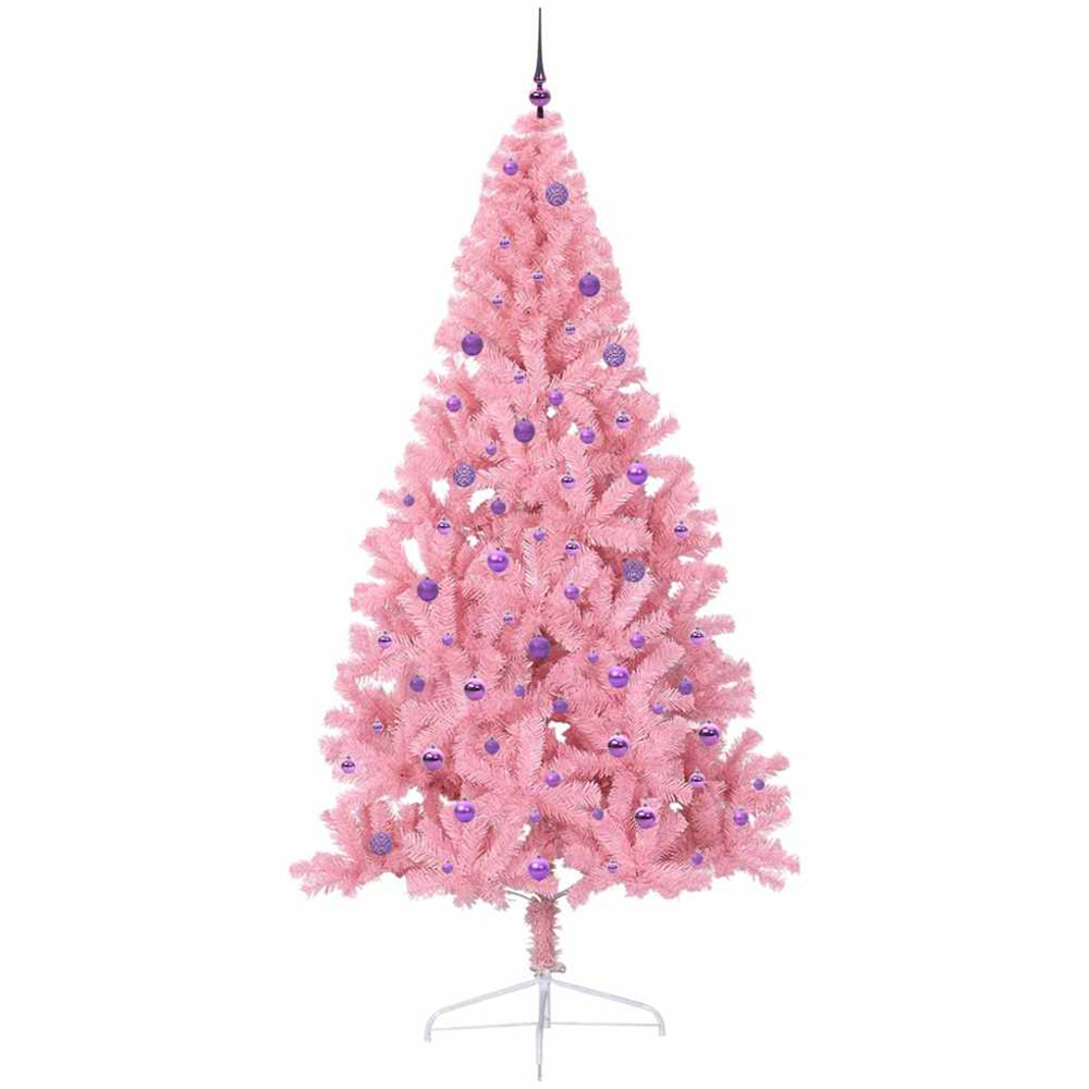 vidaXL Pre-Lit Lilac Baubles Pink Artificial Christmas Tree 8ft Image 4