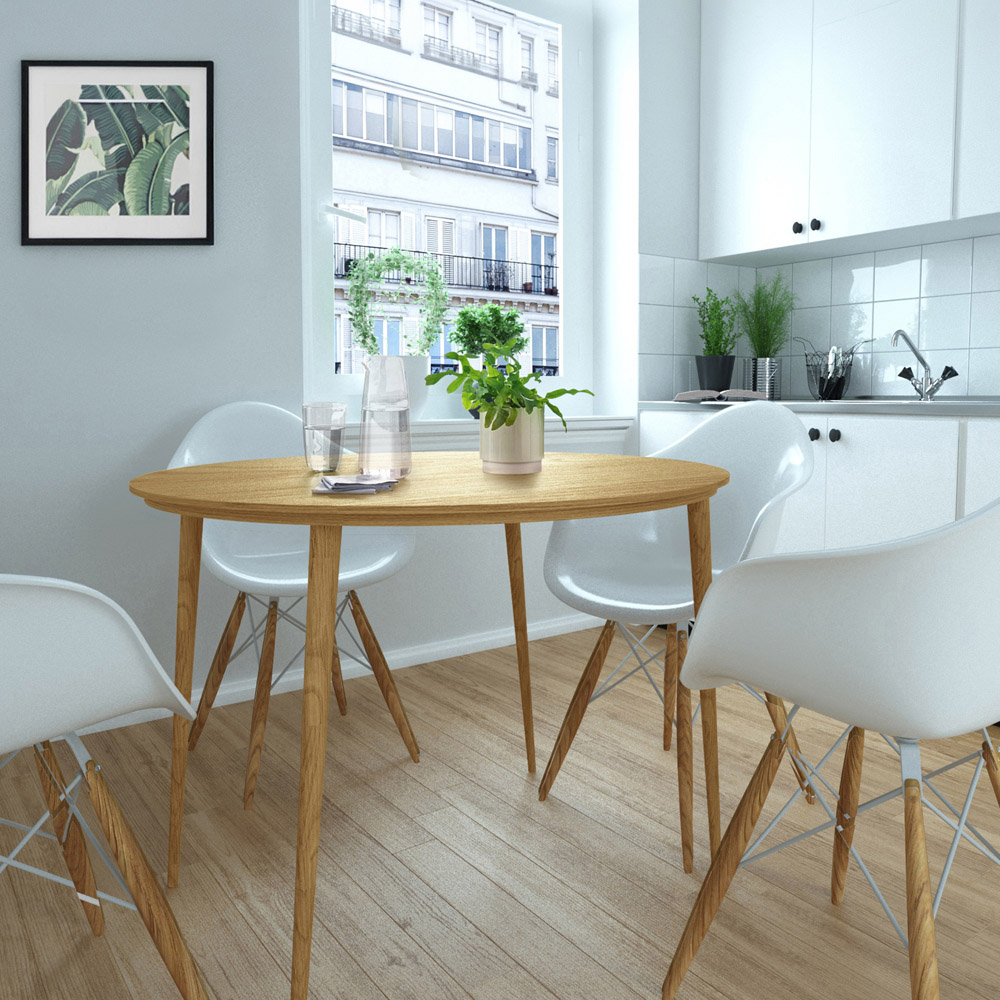 Loft24 Monza 4 Seater Oak Round Dining Table Image 5