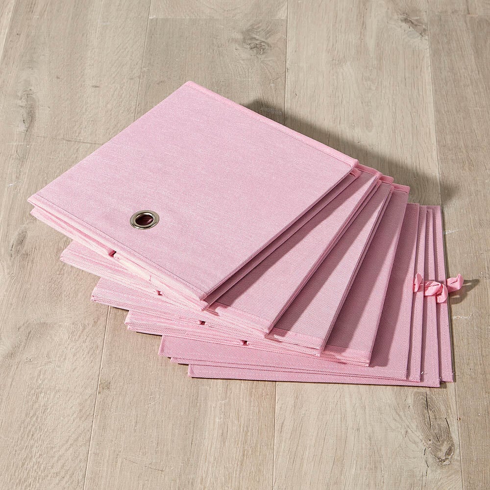 Home Source Pink Fabric Storage Box 4 Pack Image 4