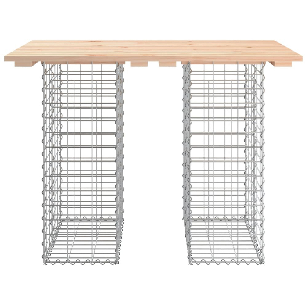 vidaXL Natural Solid Pine Wood Gabion Design Garden Table 70 x 100 x 72cm Image 2