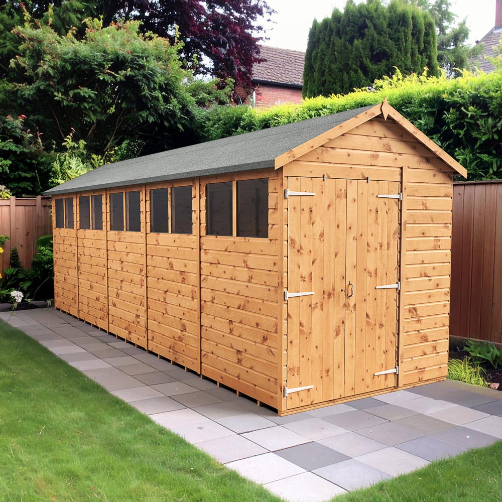 Empire Sheds 6 x 20ft Double Door Tongue and Groove Wooden Apex Garden Shed Image 2