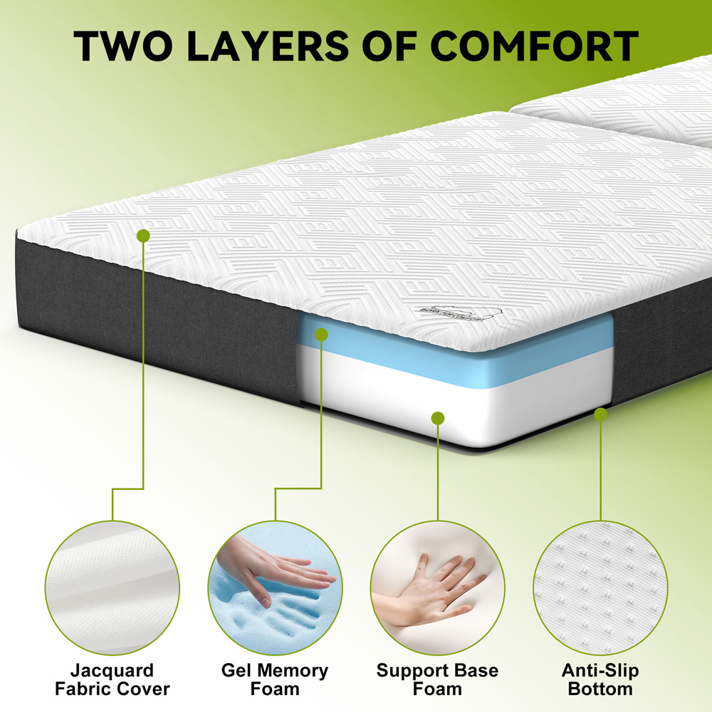 Rattrix Single Grey Memory Foam Futon Folding Floor Mattress with Removable Cover 8 inch Image 3
