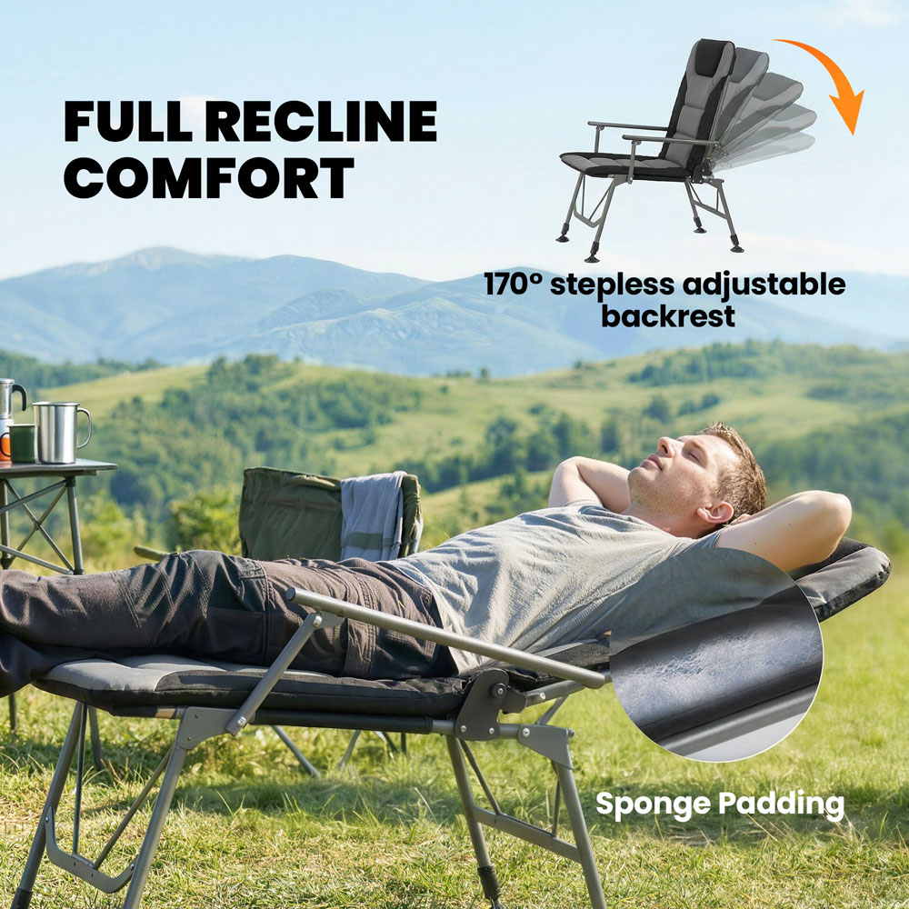 Outsunny Black Reclining Camping Chair Image 5