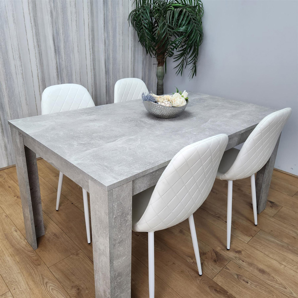 Portland 4 Seater Dining Set Stone Grey Effect and White Image 3