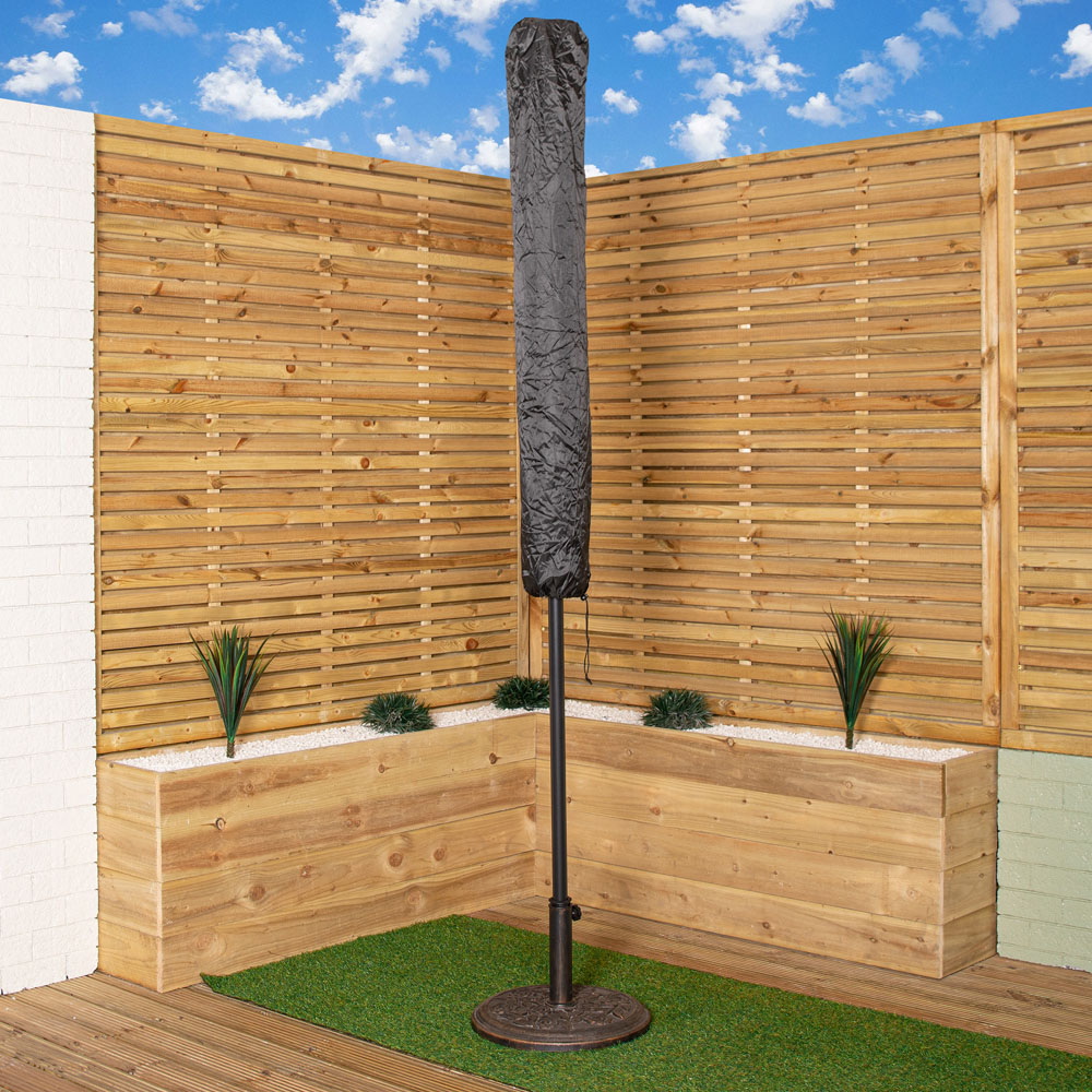 Samuel Alexander 2.7m Black Havana Garden Patio Parasol with Crank Handle and Cover Image 7