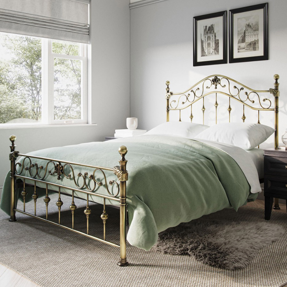 Flair Edith Double Brass Metal Bed Frame Image 1