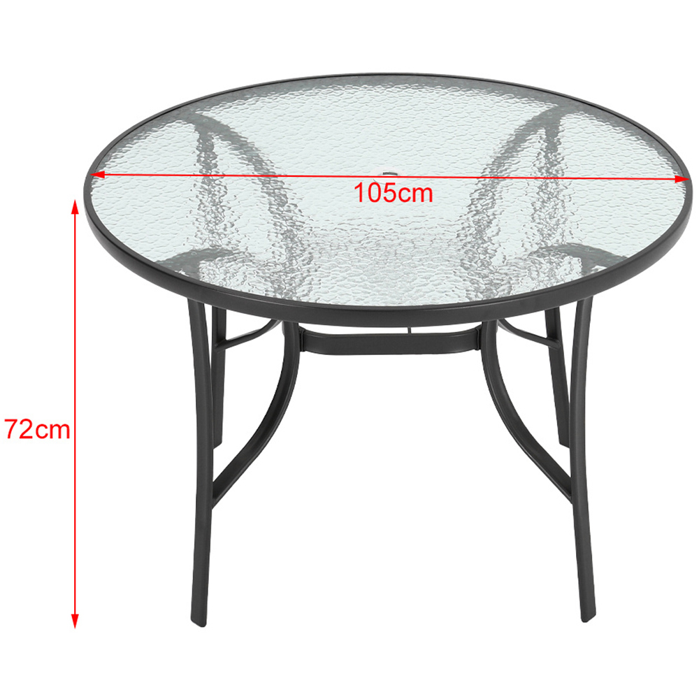 Living and Home Glass 4 Seater Round Garden Dining Set Black Image 7