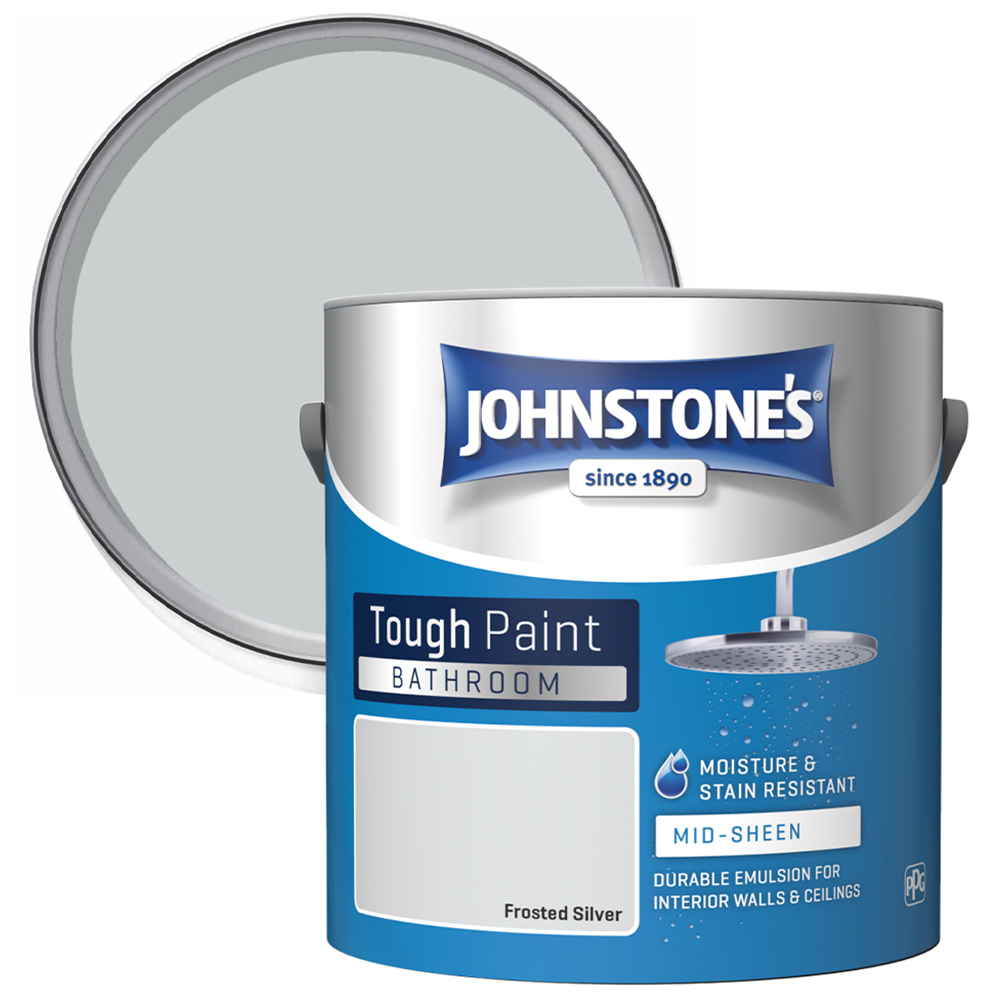Johnstone's Bathroom Frosted Silver Mid Sheen Emulsion Paint 2.5L Image 1