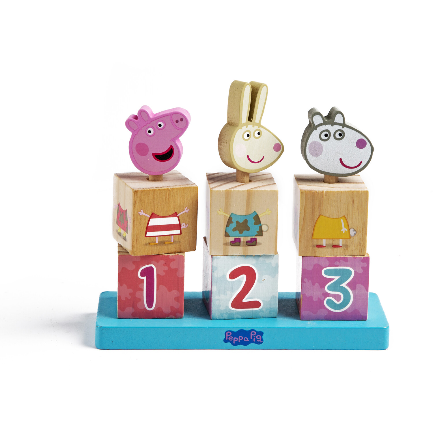 Peppa Pig Blue Wooden Stacking Puzzle Toy Image 2