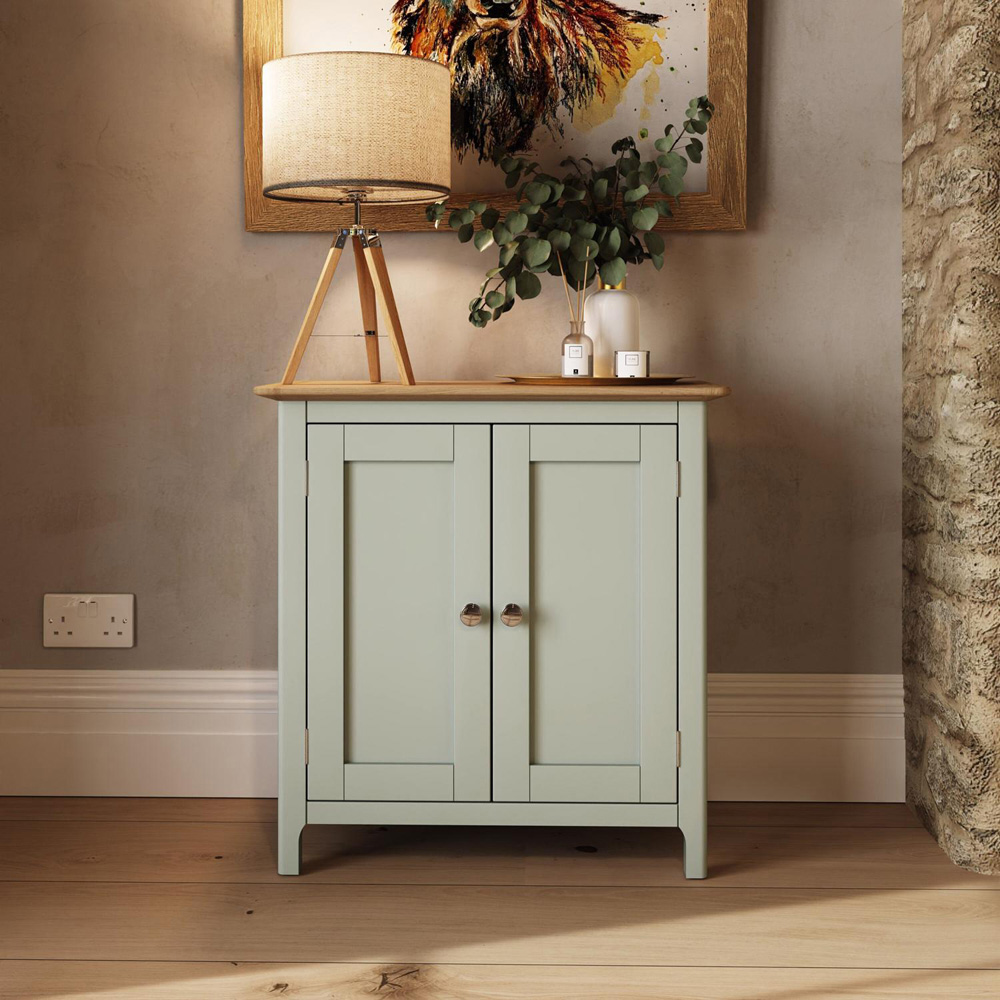 FWStyle Taberno 2 Door Sage Green and Oak Compact Sideboard Image 7